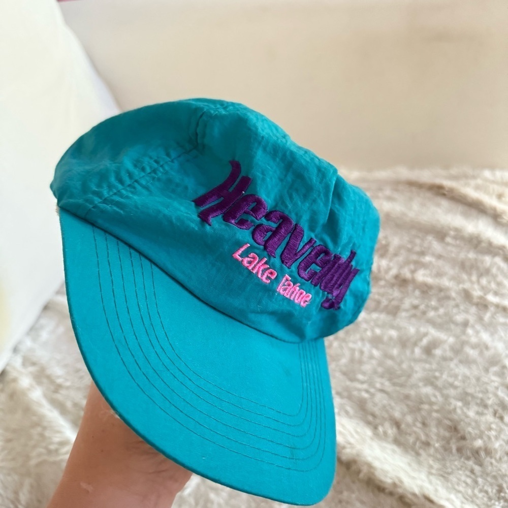 Vintage Lake Tahoe Heavenly Ski Resort Dad Cap Teal Pink - Picture 5 of 7
